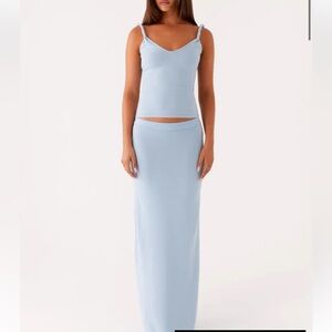 Peppermayo Anastasia blue knit skirt and tank set